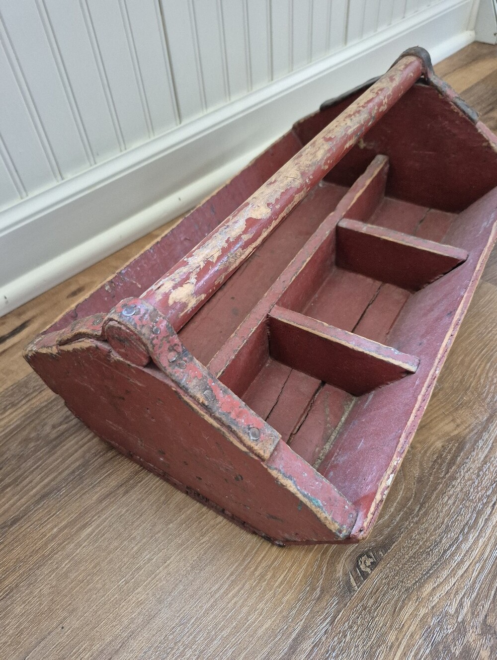 Vintage Red Wooden Caddy/tool Box